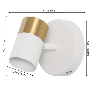 Paola 6" 1-Light Modern Adjustable Head Integrated Dimmable LED Rechargeable Wall Spotlight with Touch Sensor - JONATHAN Y